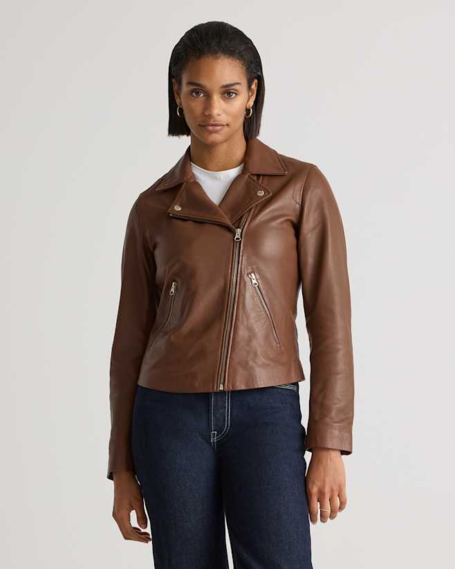 Burnt Umber 100% Washed Leather Biker Jacket