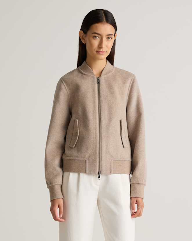 Oat Double-Faced Merino Wool Bomber Jacket