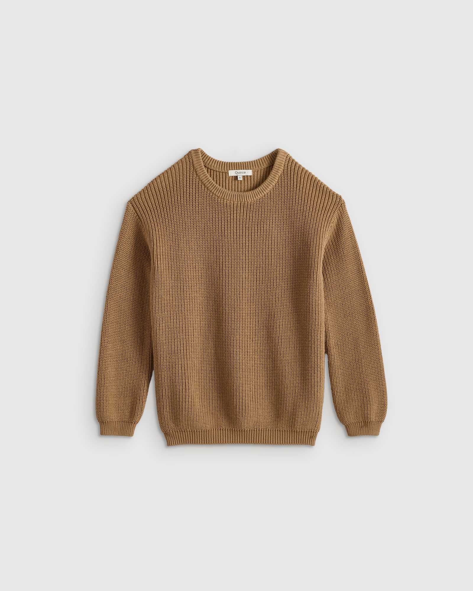 camel 100% Organic Cotton Fisherman Tunic Sweater