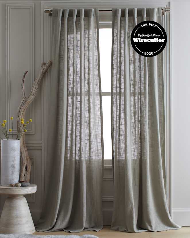Grey Cotton Sheer Curtain Set (Set of 2)