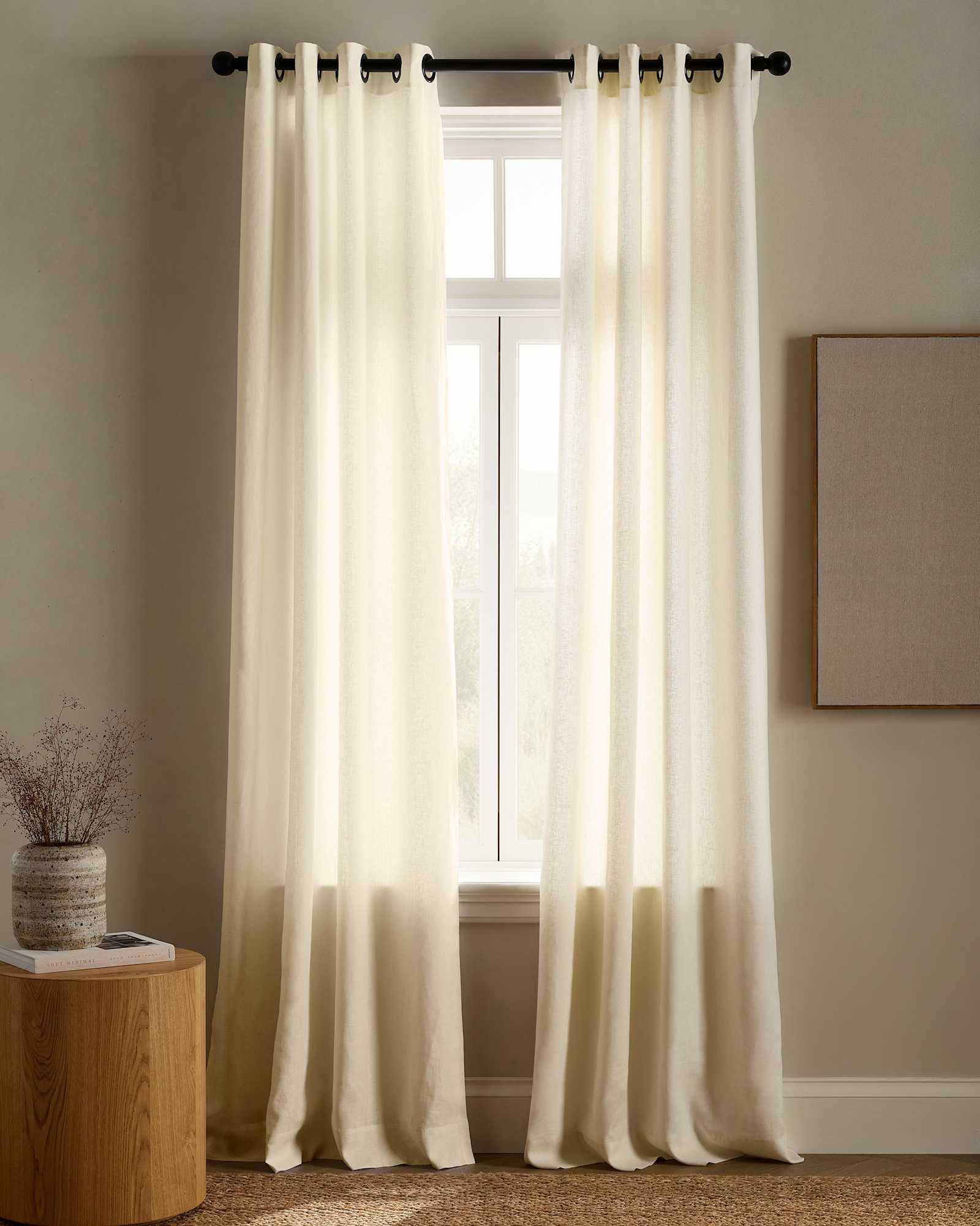 ivory European Linen Grommet Curtain