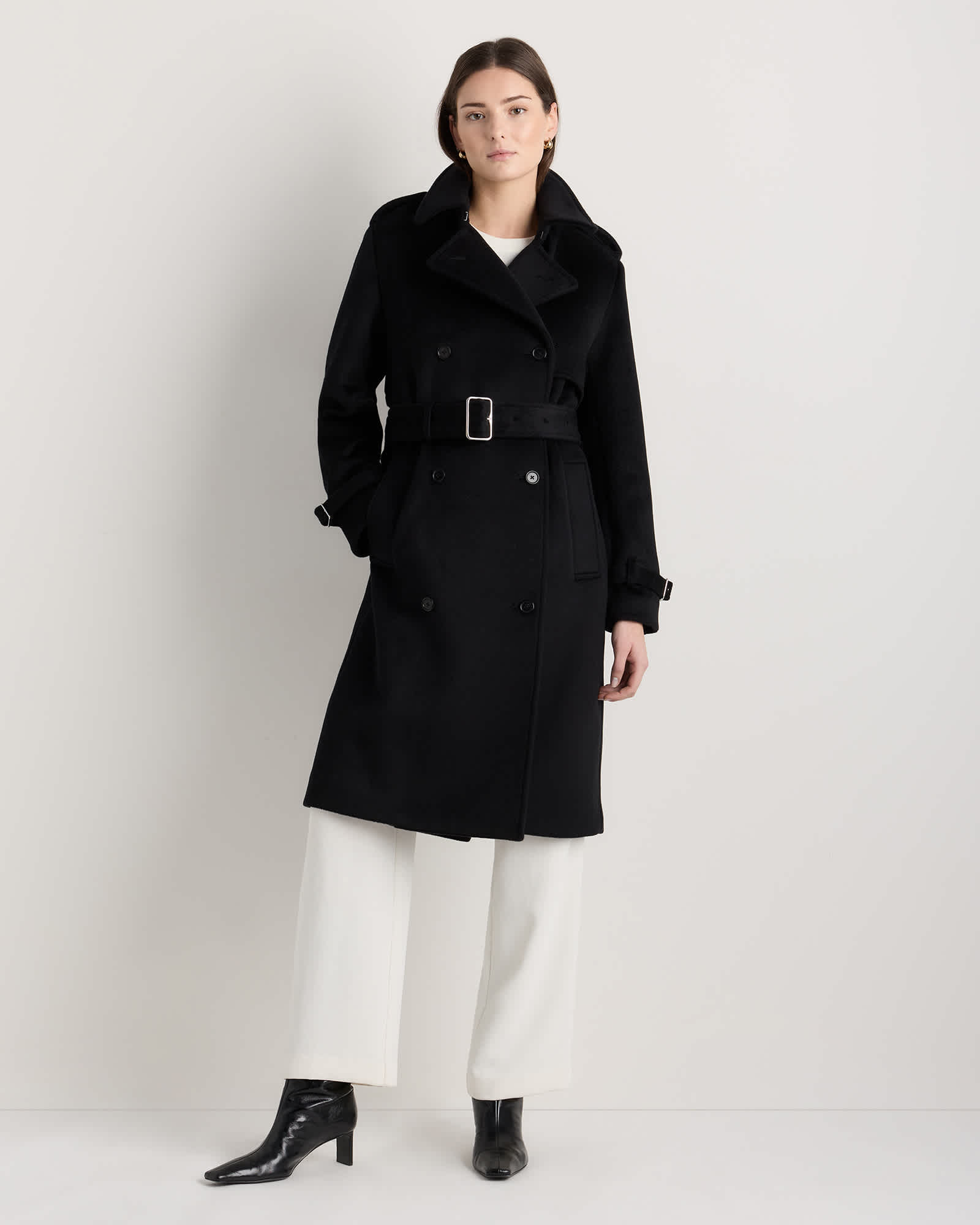 Black 100% Mongolian Cashmere Trench Coat