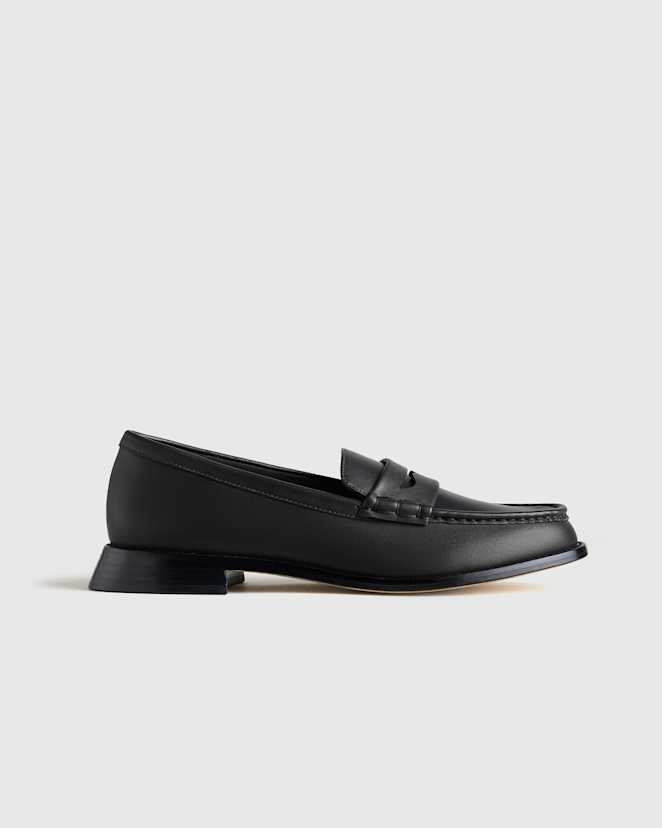 Black Italian Leather Penny Loafer