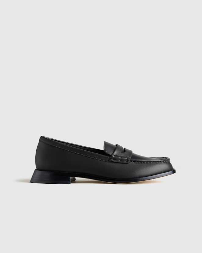 Black Italian Leather Penny Loafer
