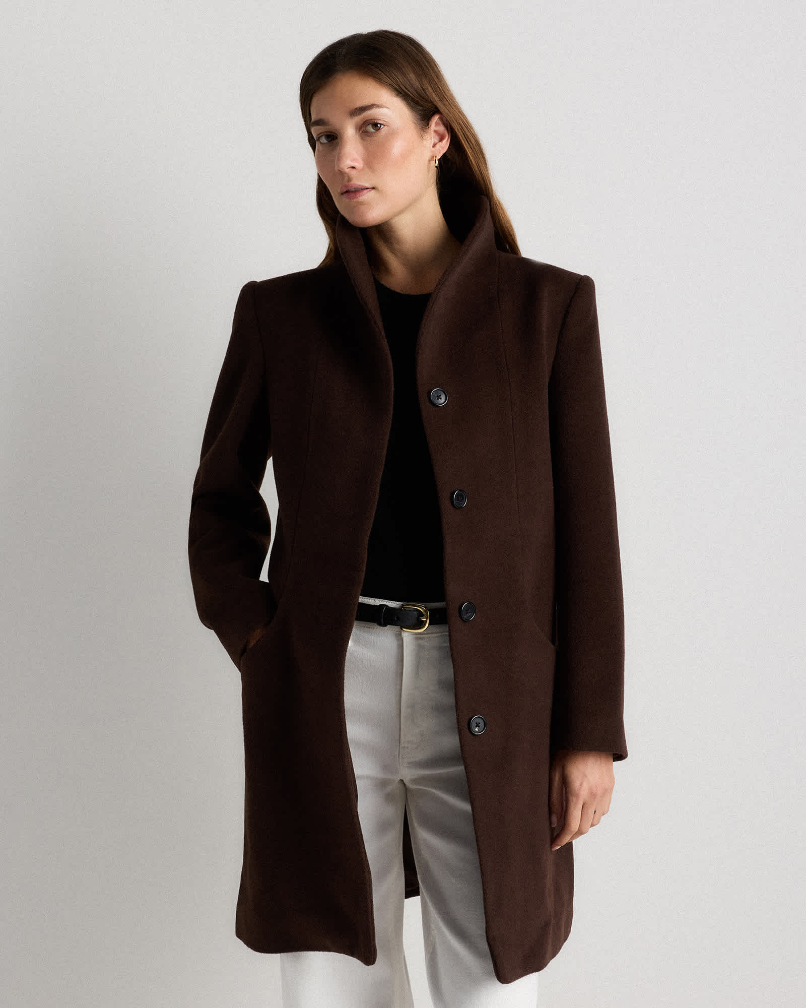 Dark Chocolate Manteau en laine et cachemire à coupe cocon