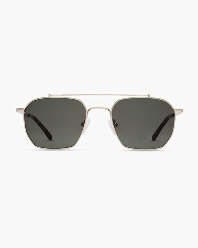 Silver with Green lens Baja Polarized Stainless Steel Sunglasses