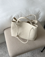 Italian Leather Handwoven Satchel Bone Yeva Gavrilov 4x5