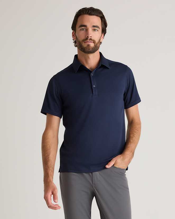 Navy Commuter Stretch Pique Polo