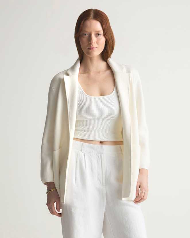 Ivory 100% Organic Cotton Knit Blazer