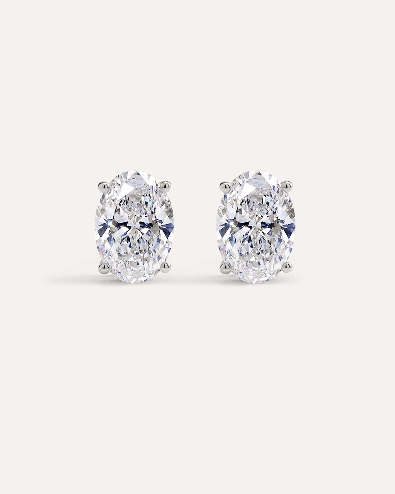 white-gold 14K Gold Lab Grown Diamond Statement Oval Studs - 8ctw