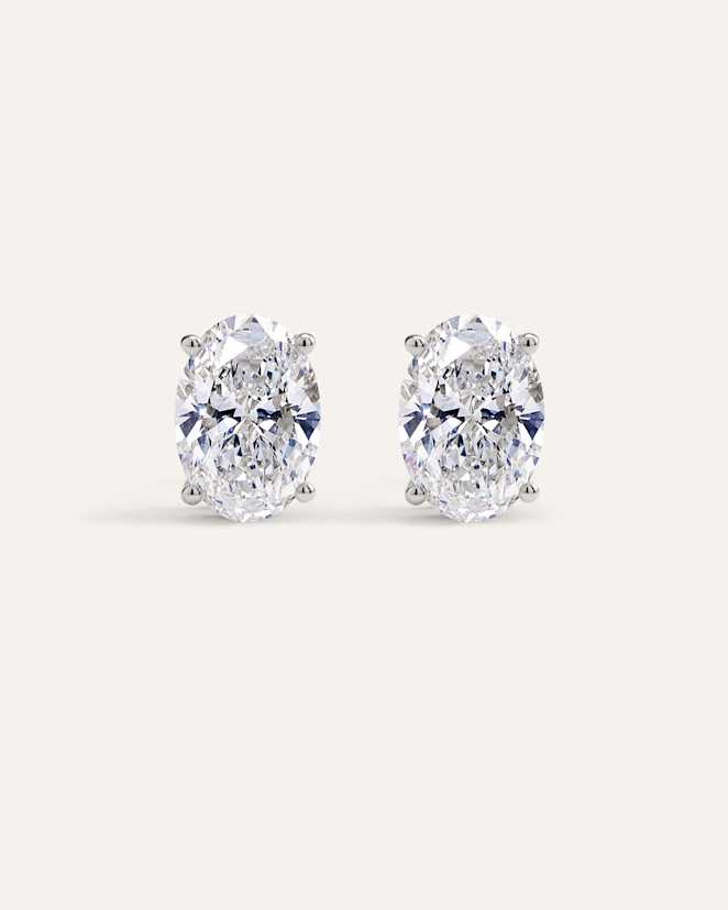 White Gold 14K Gold Lab Grown Diamond Statement Oval Studs - 8ctw