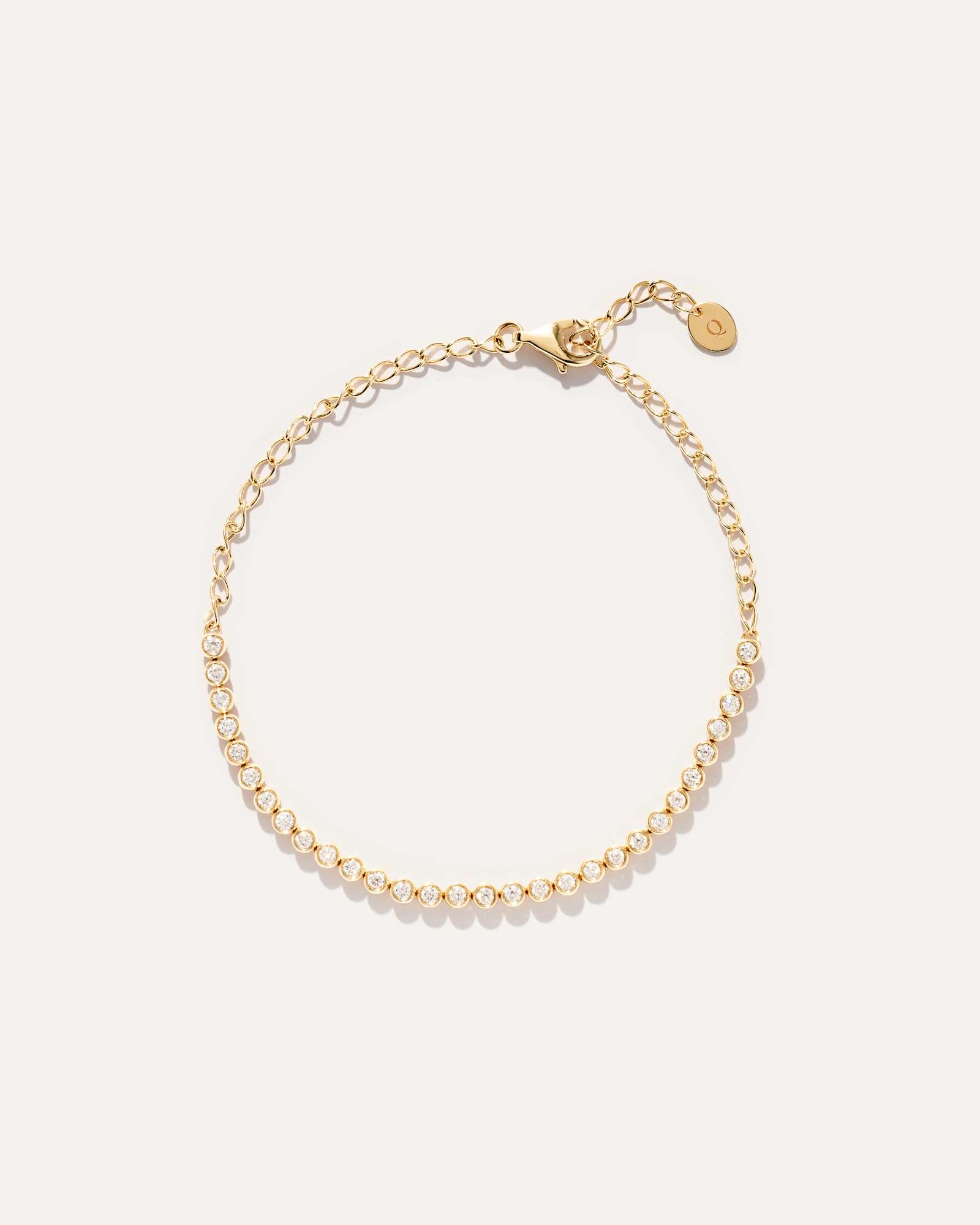 Yellow Gold Bracelet rivière délicat en or 14 carats à diamants sertis clos - 0,50 carat au total