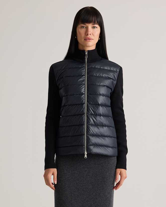 Shiny Black Mixed Media Down and Cashmere Jacket