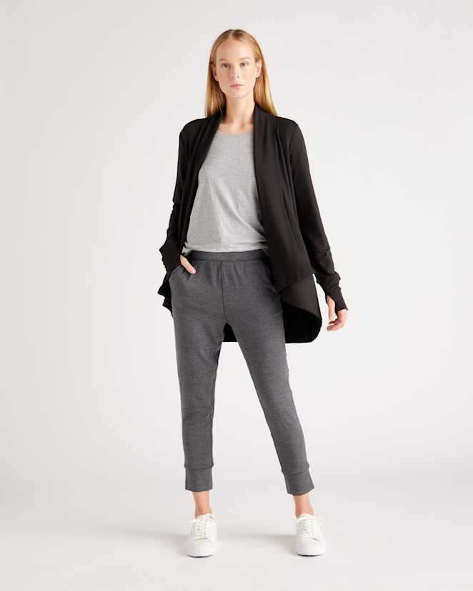 Black French Terry Modal Cardigan