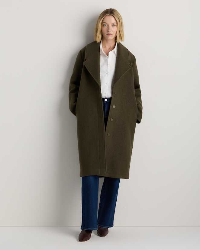 Olive Grove 100% Merino Wool Shawl Collar Long Coat