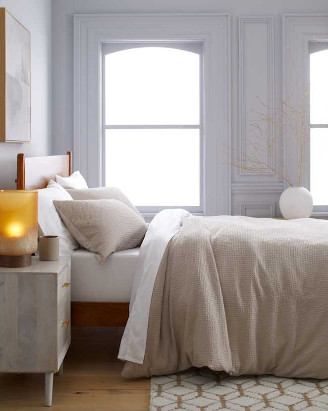 Sand Organic Luxe Honeycomb Duvet Cover