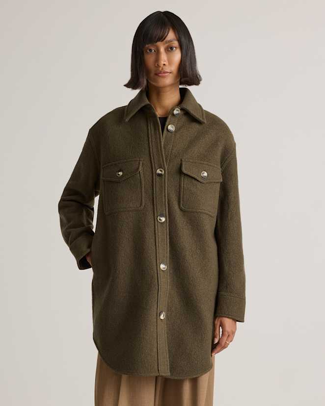 Olive Grove 100% Merino Wool Long Shirt Jacket