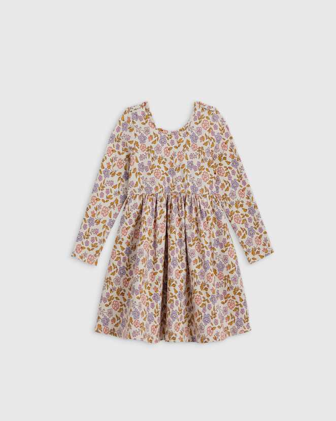 Multi Floral Organic Cotton Long Sleeve Skater Dress