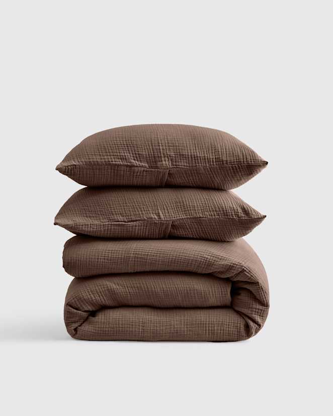 Chocolate Organic Airy Gauze Duvet Cover Set