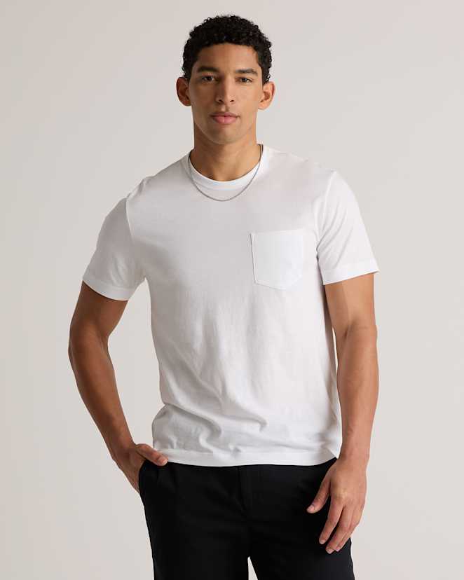 White 100% Pima Cotton Luxe Touch Pocket Tee