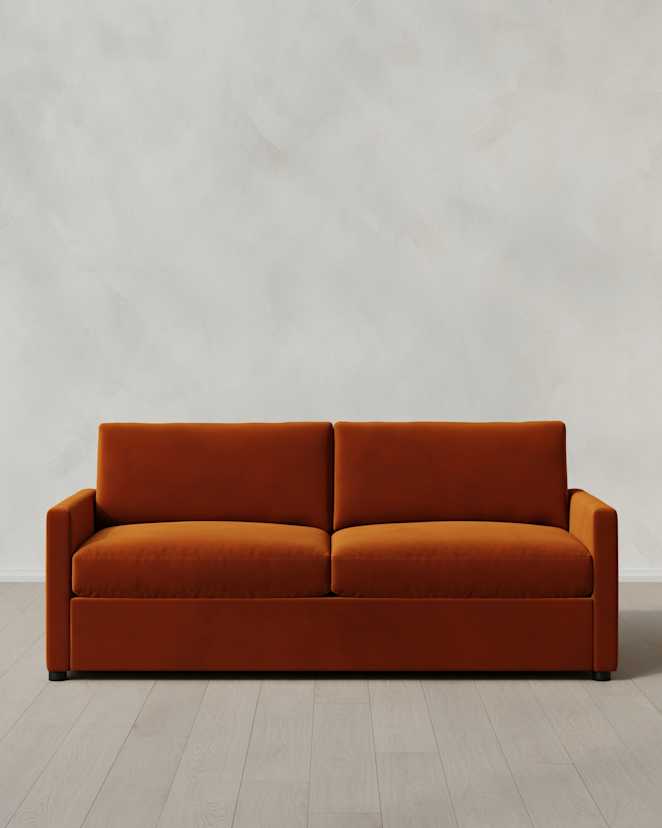 Rust Brennan Sofa in Performance Velvet