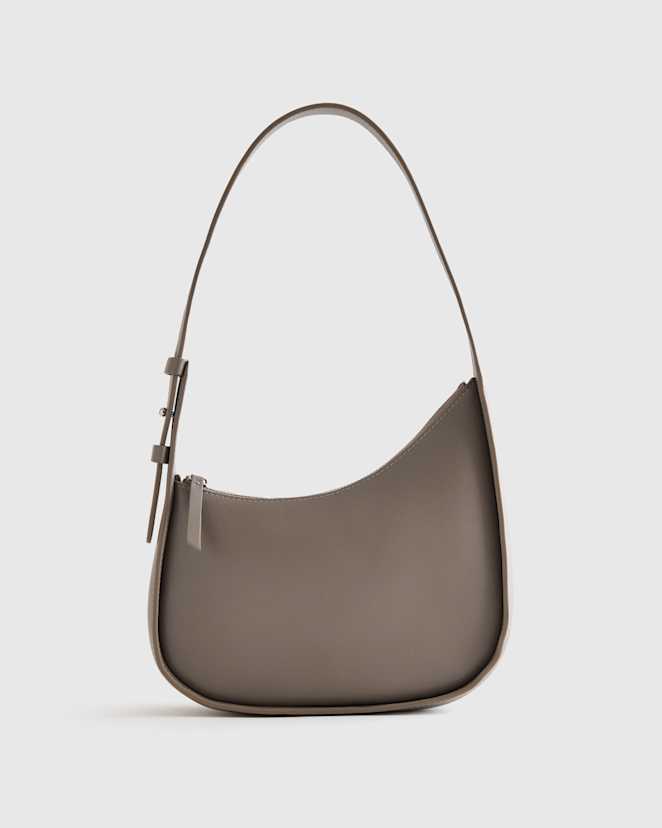 Mink Italian Leather Asymmetrical Mini Shoulder Bag