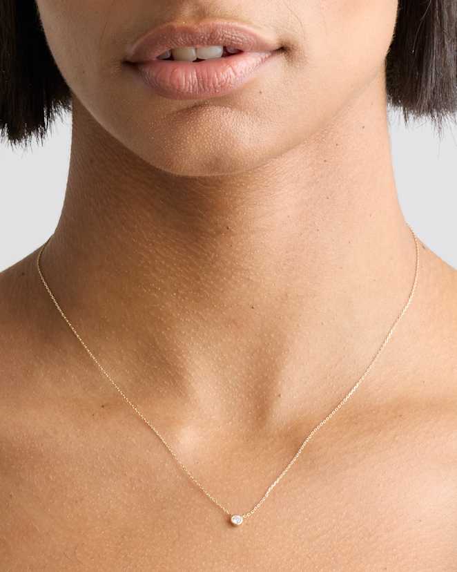 Yellow Gold 14K Gold Diamond Bezel Necklace