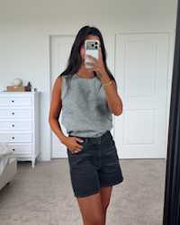 100% European Linen Tank - PDP Video Thumbnail (Classic Mini Gingham, 4x5)