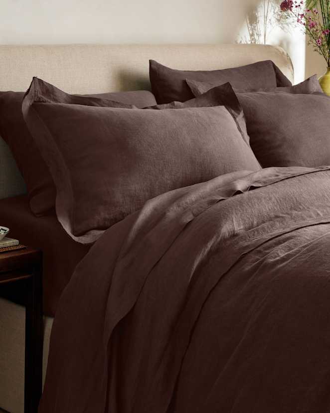 Espresso European Linen Double Flange Sham Set