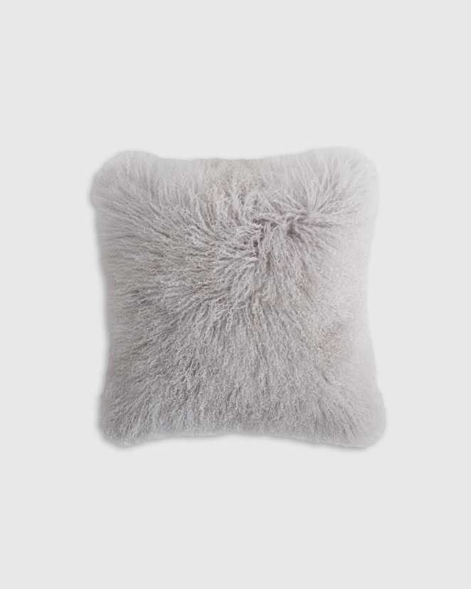 Silver Luxe Mongolian Lamb Pillow Cover