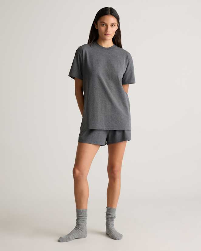 Heather Charcoal Grey Dream Lounge Oversized Short Sleeve Pajama Set