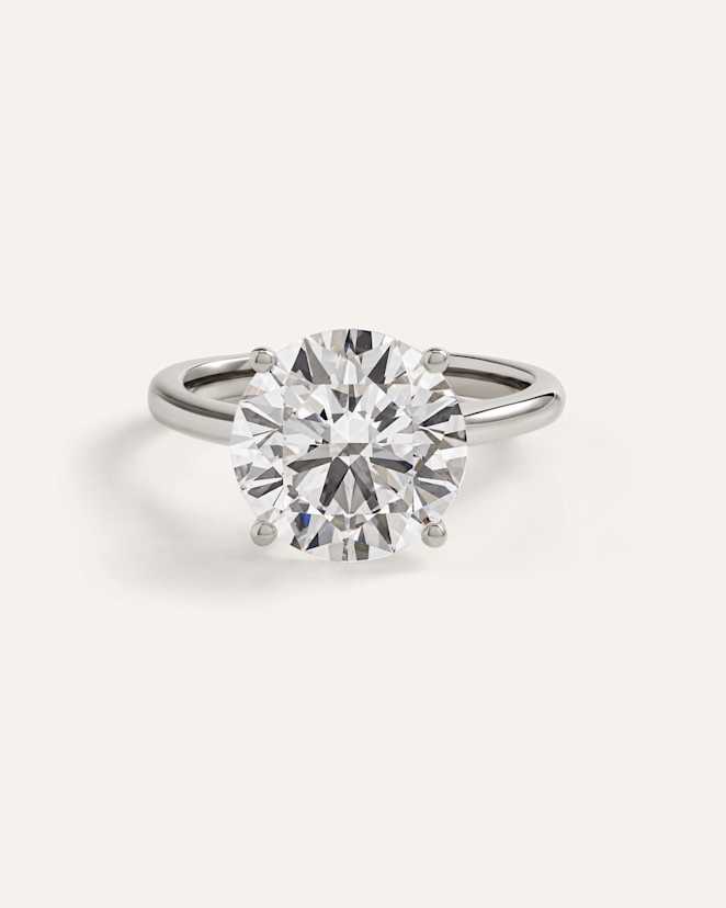 White Gold Lab Grown Diamond Round Trellis Cathedral Engagement Ring - 5ct