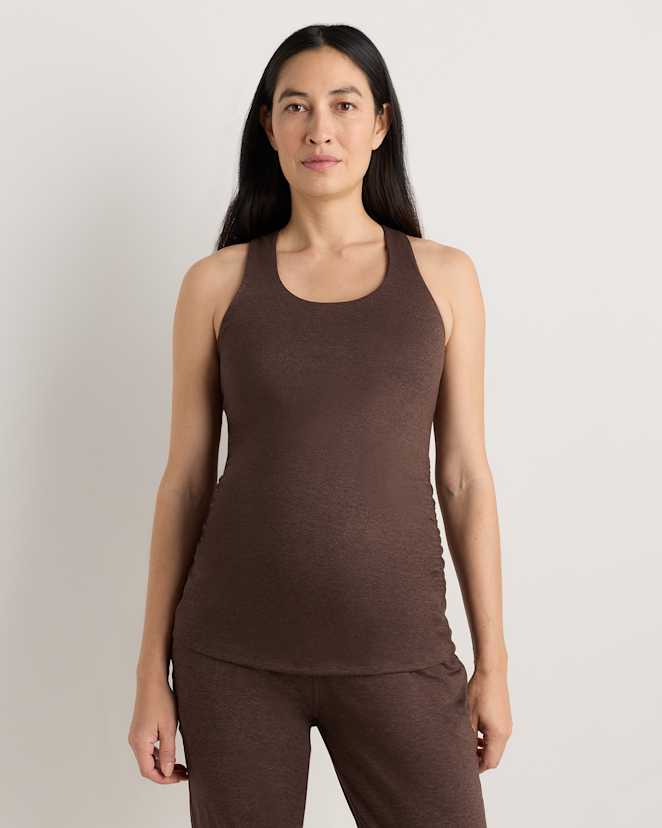 Heather Espresso Ultra-Soft Maternity Built-In Bra Tank