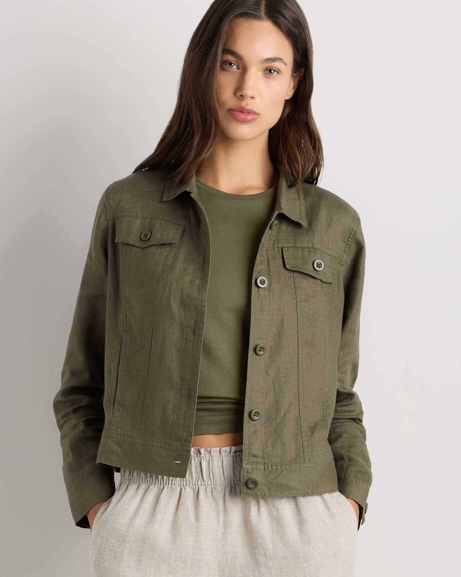 Bayberry Olive 100% European Linen Jacket
