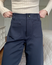 Ultra-Stretch Ponte Cropped Wide Leg Pants NAVY Victoria 4x5