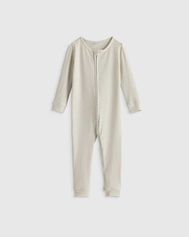 Grey Stripe Softest Rib One Piece