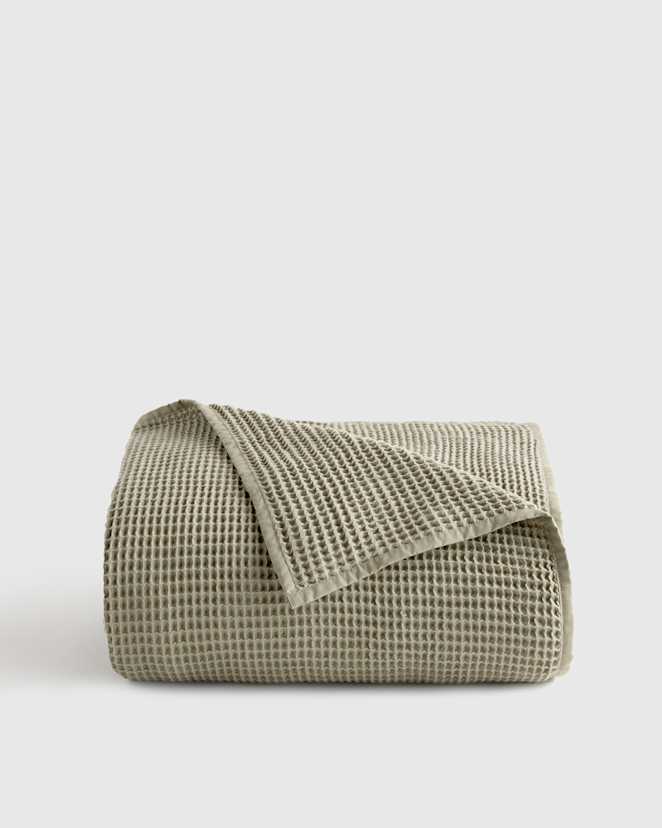 Dried Sage Organic Waffle Bed Blanket