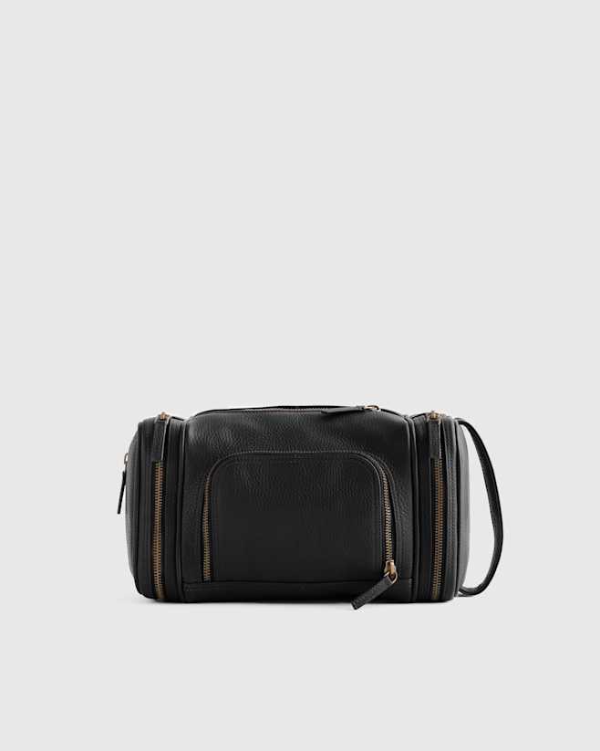 Black Nappa Leather Toiletry Bag
