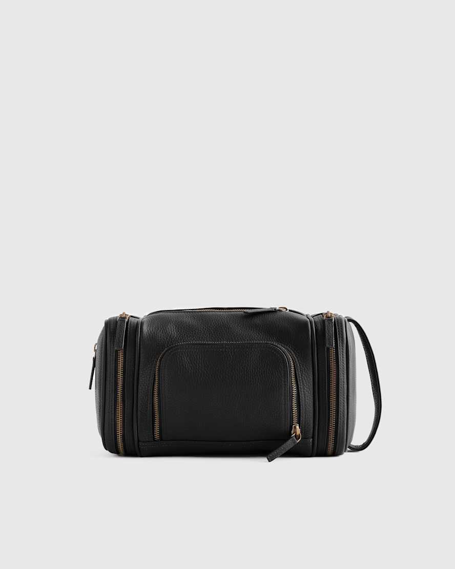 Black Nappa Leather Toiletry Bag