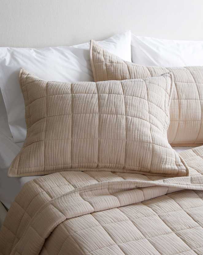 Dune Organic Cotton Gauze Box Quilt Sham Set