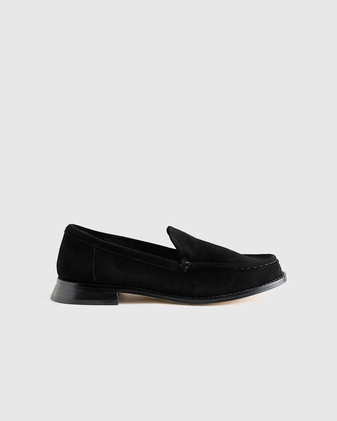 Black Italian Leather Venetian Loafer