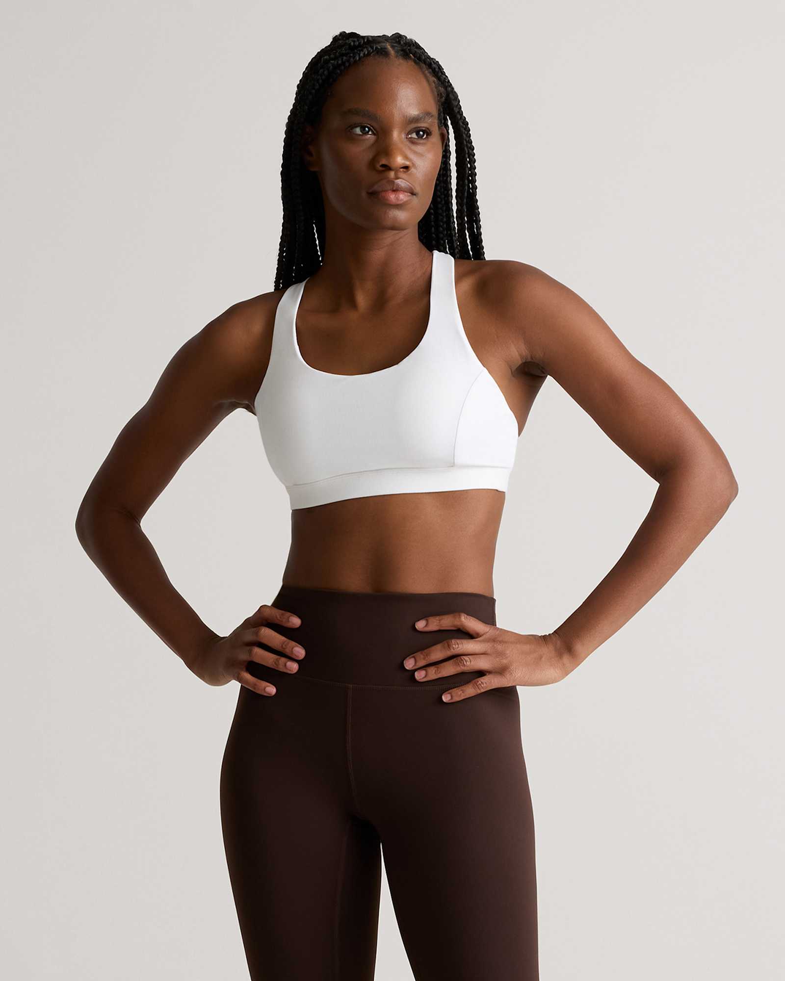 Classic White Power-Up Strappy Sports Bra