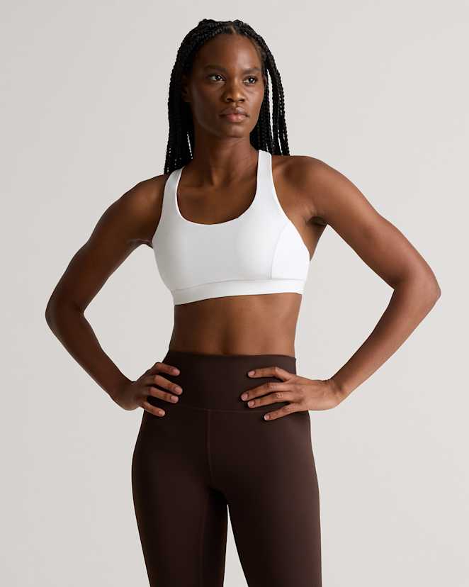 Classic White Power-Up Strappy Sports Bra
