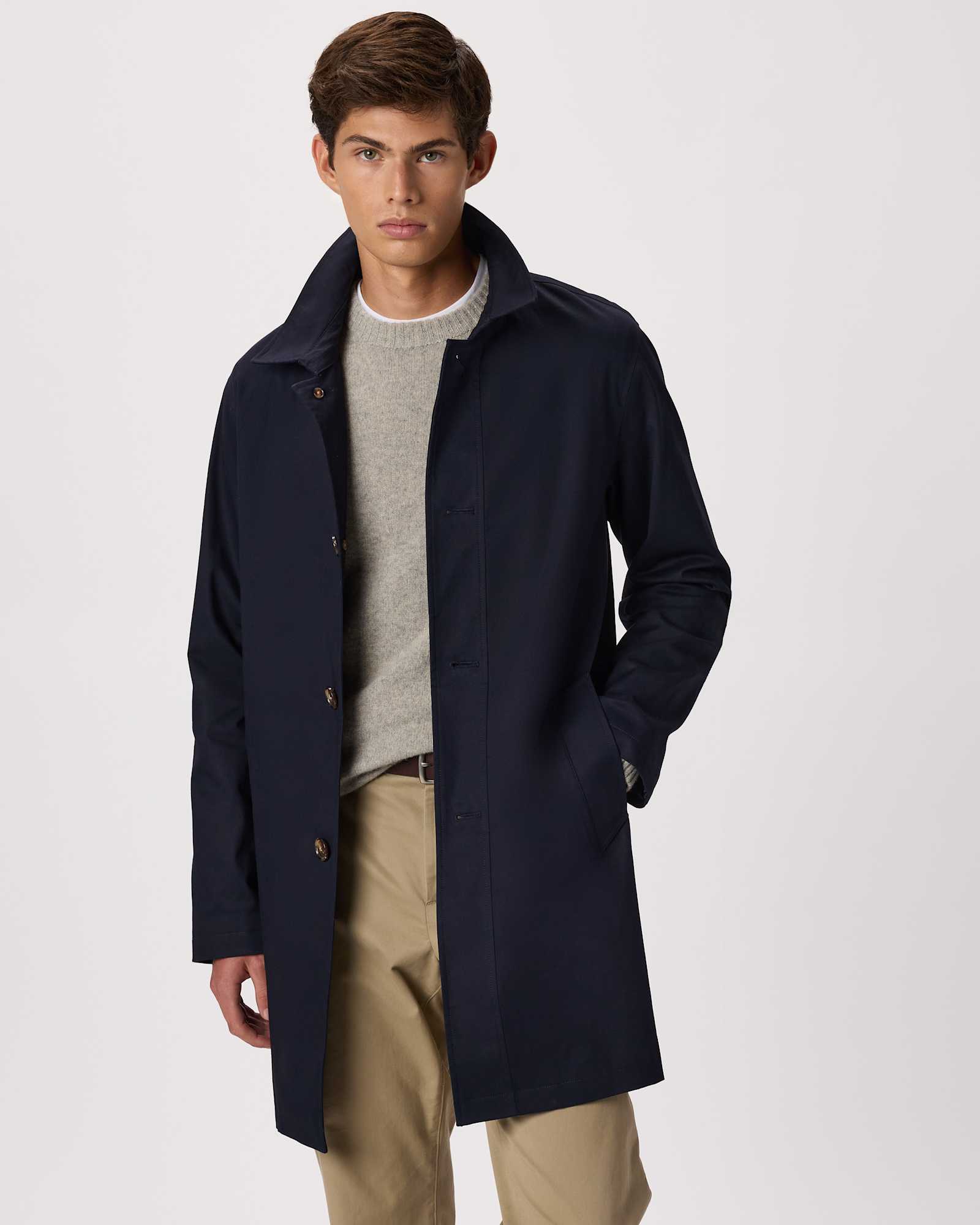 navy Comfort Stretch Trench Coat