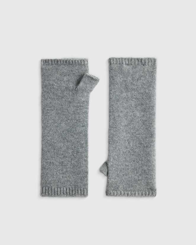 Heather Grey Mongolian Cashmere Fingerless Glove