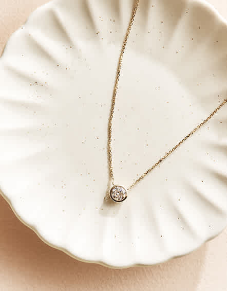 Yellow Gold 14K Gold Lab Grown Diamond Bezel Necklace
