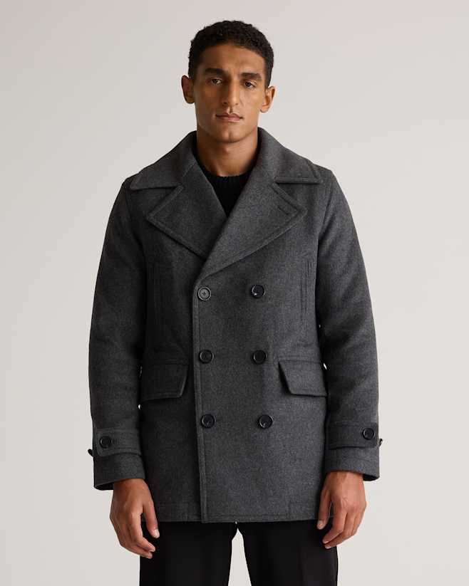 Heather Charcoal Italian Wool Peacoat