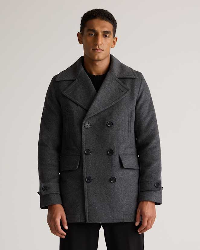Heather Charcoal Italian Wool Peacoat