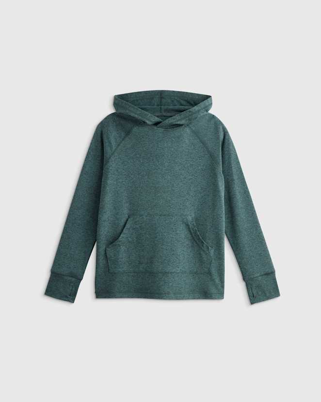 Heather Green Flowknit Pullover Hoodie