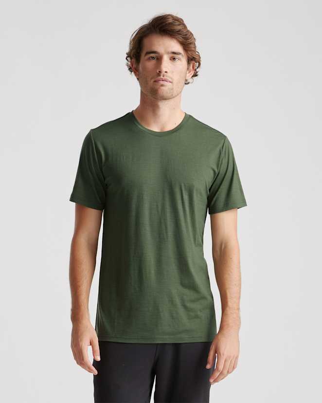 Green 100% Merino Wool All-Season Short Sleeve Base Layer Tee